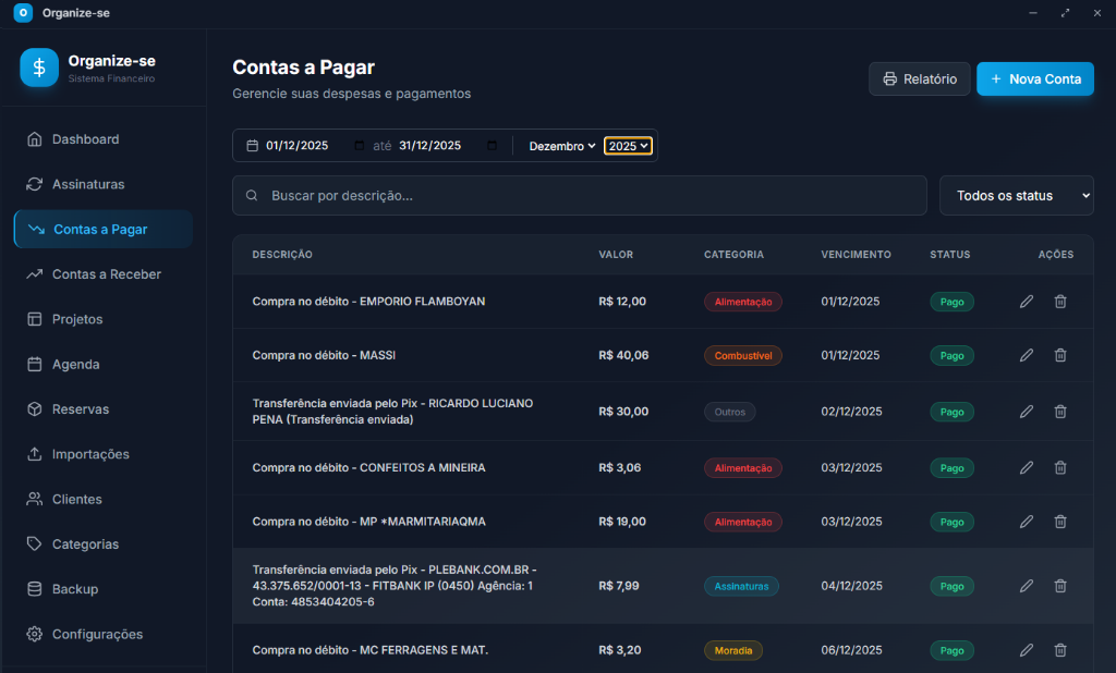 Gestão de Contas a Pagar